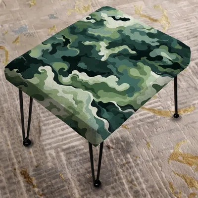 Design Art Green Nomad Camo Elegance - Camouflage Rectangle Ottoman