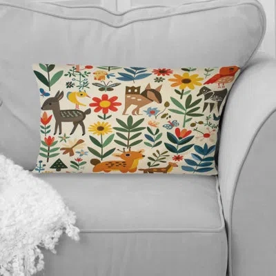 Design Art Green Orange Children Farmhouse Wallpaper Ii - Farmhouse Lumbar Pillow In Green;orange
