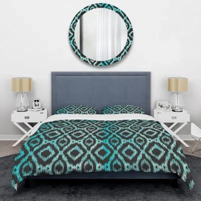 Design Art Green Oriental Pattern - Patterned Duvet Cover Set In Black,green