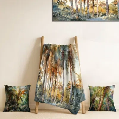 Design Art Green Palm Tree Paradise Iii - Palms & Palm Trees In Brown;green