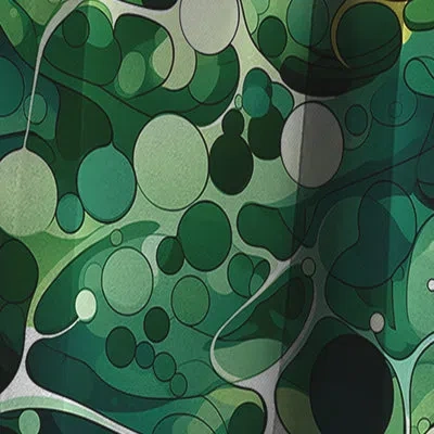 Design Art Green Popart Techno Tangles I - Abstract Marble Curtain - Blackout Marble Curtain - 1 Panels In White;green