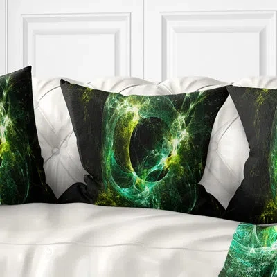 Design Art Green Sparkling Lightning - Abstract Printed Pillow