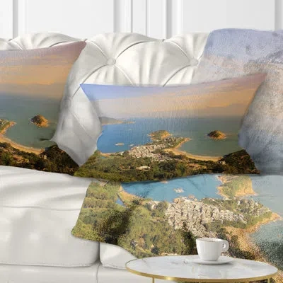 Design Art Green Tropical Hiking Route - Sea & Shore Printed Throw Pillow
