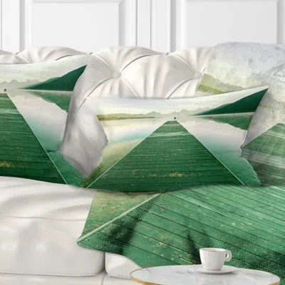 Design Art Green Wood Pier At Glacier Park - Pier & Bridge Printed Throw Pillow