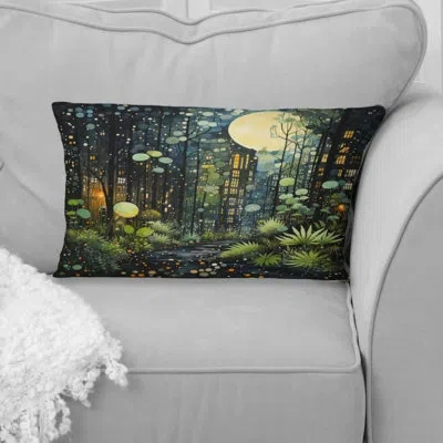 Design Art Green Yellow Urban Jungle Ii - Abstract Collages Printed Throw Pillow In Green;yellow