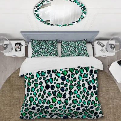 Design Art Green/black Microfiber 3 Piece Duvet Cover Set