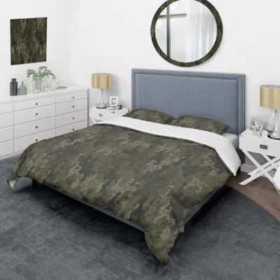Design Art Green/black Microfiber 3 Piece Duvet Cover Set In Green,black