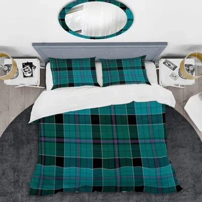 Design Art Green/black Microfiber 3 Piece Duvet Cover Set In Green,black