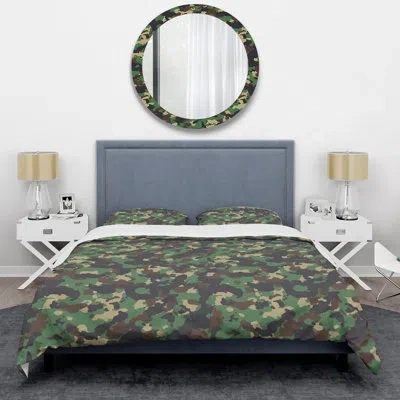 Design Art Green/black/brown Microfiber 3 Piece Duvet Cover Set In Black;brown;green