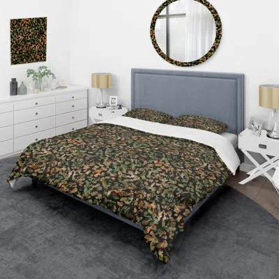 Design Art Green/brown Microfiber 2 Piece Duvet Cover Set In Green,brown
