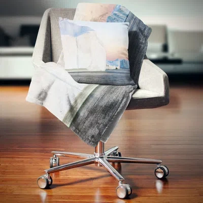 Design Art Greenland Ices Of Polar Regions - Sea & Shore Printed Pillow In Blue;black;brown;green;red;yellow