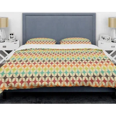 Design Art Green/orange/red Microfiber Modern & Contemporary Duvet Cover Set In Green,orange,red