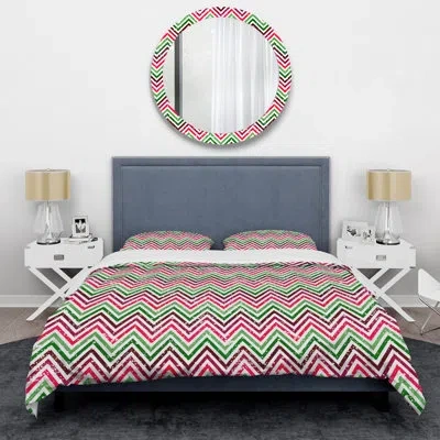 Design Art Green/pink/white Microfiber 2 Piece Duvet Cover Set In Green,pink,white