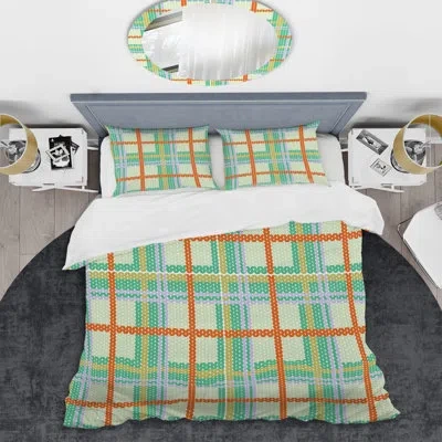 Design Art Green/yellow Microfiber 3 Piece Duvet Cover Set In Green,yellow,orange