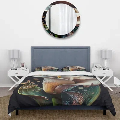 Design Art Gren And White Calla Lily Flower Ii - Floral Lily Duvet Cover Set - Microfiber Polyester In Green