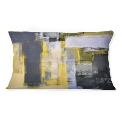 Design Art Grey And Yellow Blur Abstract - Abstract Printed Throw Pillow In Gray;yellow