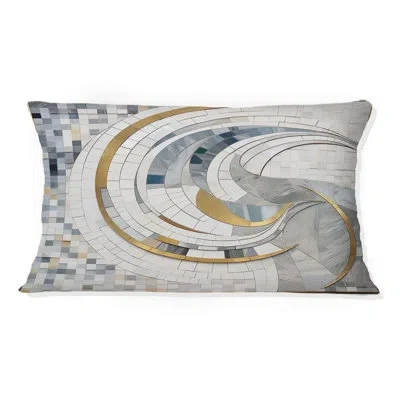 Design Art Grey And Yellow Mosaic Ii - Abstract Shapes Printed Throw Pillow In Gray;yellow