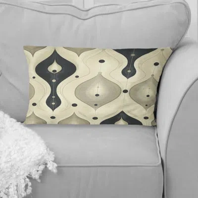 Design Art Grey Black Midcentury Ogee Print - Midcentury Lumbar Pillow In Black;gray
