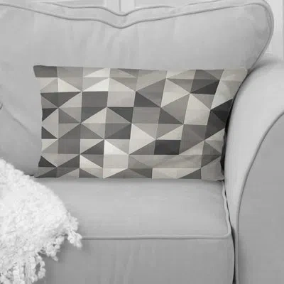 Design Art Grey Black Modern Geometric Triangles Ii - Modern Lumbar Pillow In Black;gray