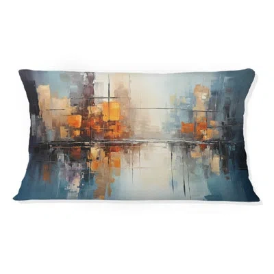 Design Art Grey Canal Abstract Reflections Bold - Canals Printed Throw Pillow In Gray;orange