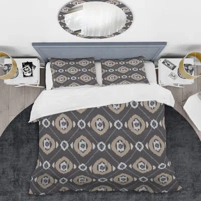Design Art Grey Ethnic Boho - Patterned Duvet Cover Set In White;gray;grey