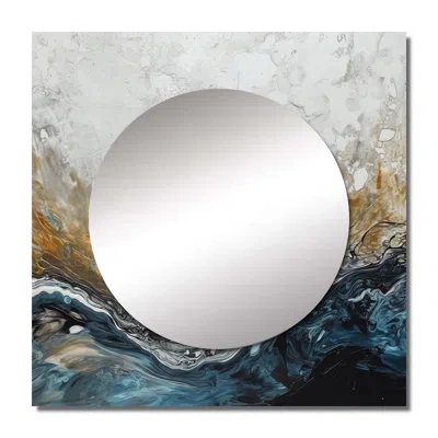Design Art Grey Gold Modern Abstract Contemporary Ii - Abstract Marble Square Mirror Wall Decor For Bedroom In Gold;gray