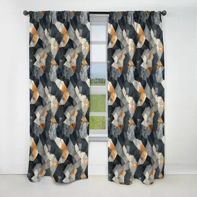 Design Art Grey Industrial Chic Marble Escape - Abstract Marble Marble Blackout Curtain - 1 Panels In Gray;gold
