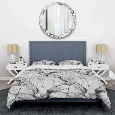Design Art Grey Marble Ii - Marble Duvet Cover Set In Gray