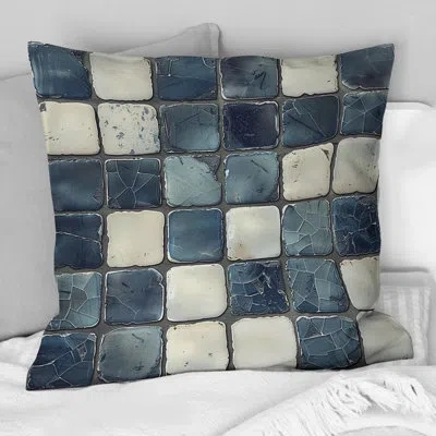 Design Art Grey Midcentury Mosaic Tiles Ii - Midcentury Throw Pillow In Gray;cream