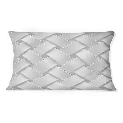 Design Art Grey  Modern Basketweave Charm - Modern Lumbar Pillow In Gray