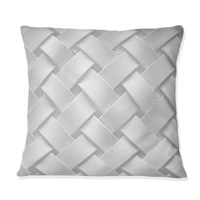 Design Art Grey  Modern Basketweave Charm - Modern Throw Pillow In Gray