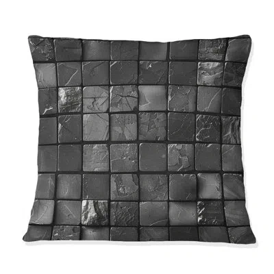 Design Art Grey  Modern Mosaic Tiles I - Modern Throw Pillow In Gray