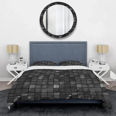 Design Art Grey Modern Mosaic Tiles Iii - Modern Duvet Cover Set In Gray