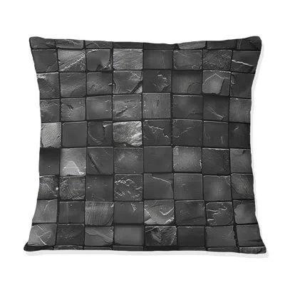Design Art Grey  Modern Mosaic Tiles Iv - Modern Throw Pillow In Gray