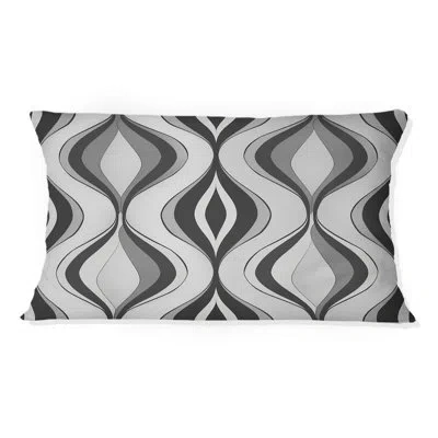 Design Art Grey  Modern Ogee Charm - Modern Lumbar Pillow In Gray