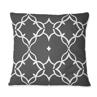 Design Art Grey Modern Quatrefoil Pattern - Modern Throw Pillow In White;gray