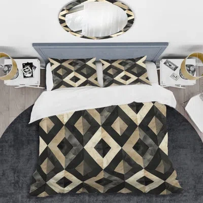 Design Art Grey Modern Rhombus Pattern I - Modern Duvet Cover Set In Gray