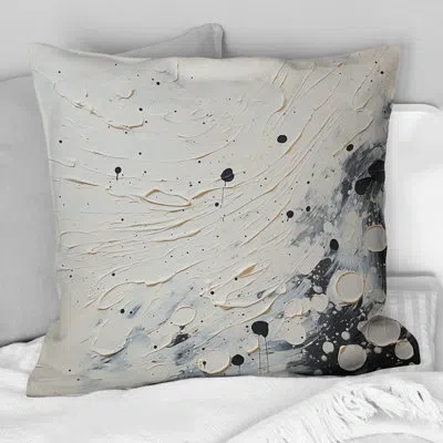 Design Art Grey White Mid Century Minimalist Wave - Minimalism Printed Throw Pillow In White;gray