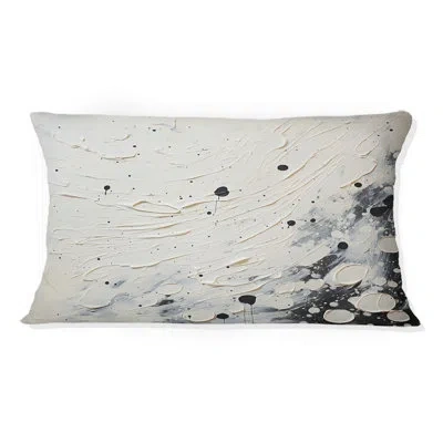 Design Art Grey White Mid Century Minimalist Wave - Minimalism Printed Throw Pillow In White;gray