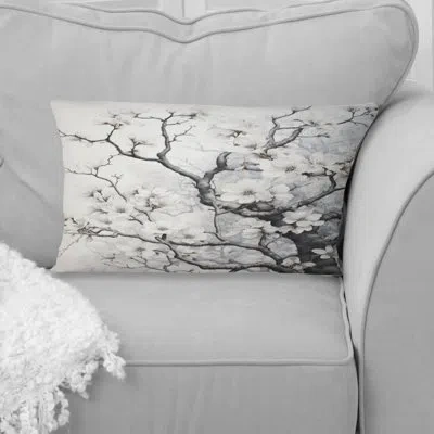 Design Art Grey White Tree Graphite Whispers I - Trees Printed Throw Pillow In Gray