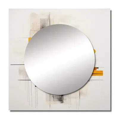 Design Art Grey Yellow Minimalism Purity Of Form I - Abstract Collages Square Mirror For Wall Art Decor In Gray;yellow