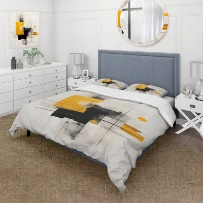 Design Art Grey Yellow Minimalism Purity Of Form I - Minimalism Duvet Cover Set In Gray;yellow