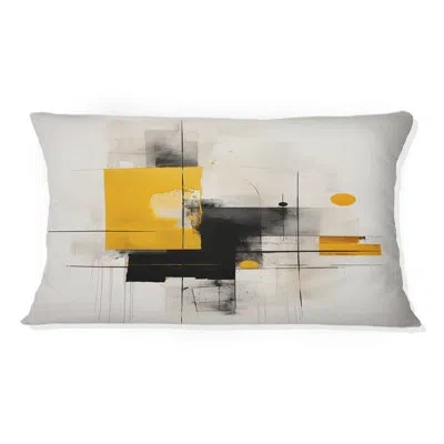 Design Art Grey Yellow Minimalism Purity Of Form I - Minimalism Printed Throw Pillow In Gray;yellow