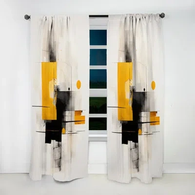 Design Art Grey Yellow Minimalism Purity Of Form I - Modern Curtain - Velvet Room Darkening - 1 Panel In Yellow;grey