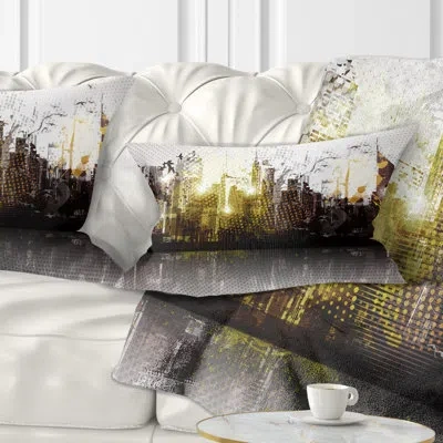 Design Art Grunge City Panorama - Cityscape Printed Pillow