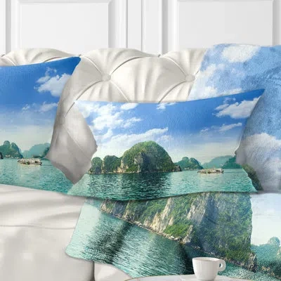 Design Art Ha Long Bay In Vietnam - Sea & Shore Printed Pillow