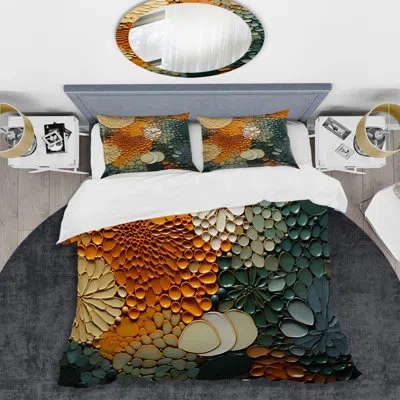 Design Art Hardedge Art Earthy Euphony Vi - Hard Edge Painting Duvet Cover Set In Multi-color