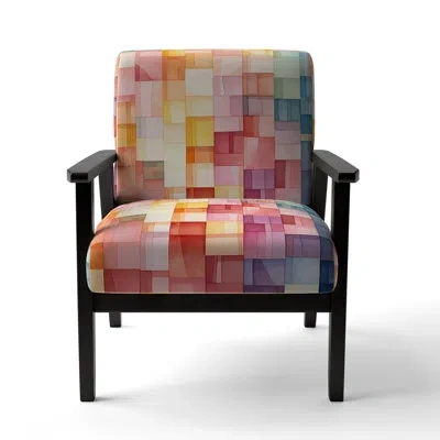 Design Art Hardedge Pastel Symetry I - Upholstered Modern Arm Chair In Multi-color