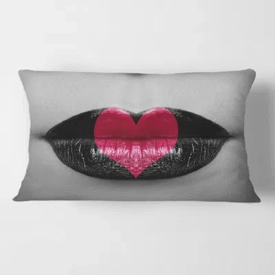 Design Art Heart In And Lips Rectangular Pillow Cover & Insert