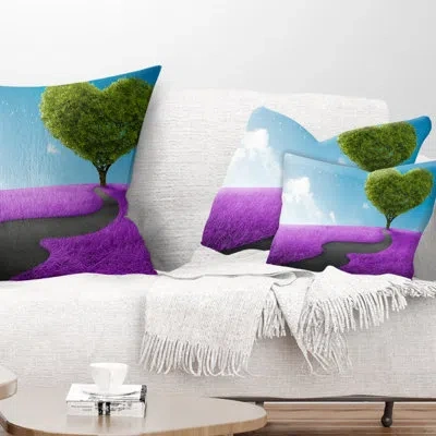 Design Art Heart Tree Abstract - Abstract Printed Throw Pillow